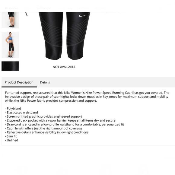 NWOT $115 Nike Power Speed Running Dry Fit Capri Size Medium - Picture 4 of 13